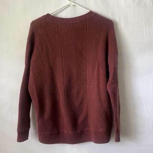Athleta Wool Cashmere Sweater Size L Burgundy Red Pullover Crewneck Relaxed Fit - Picture 3 of 8